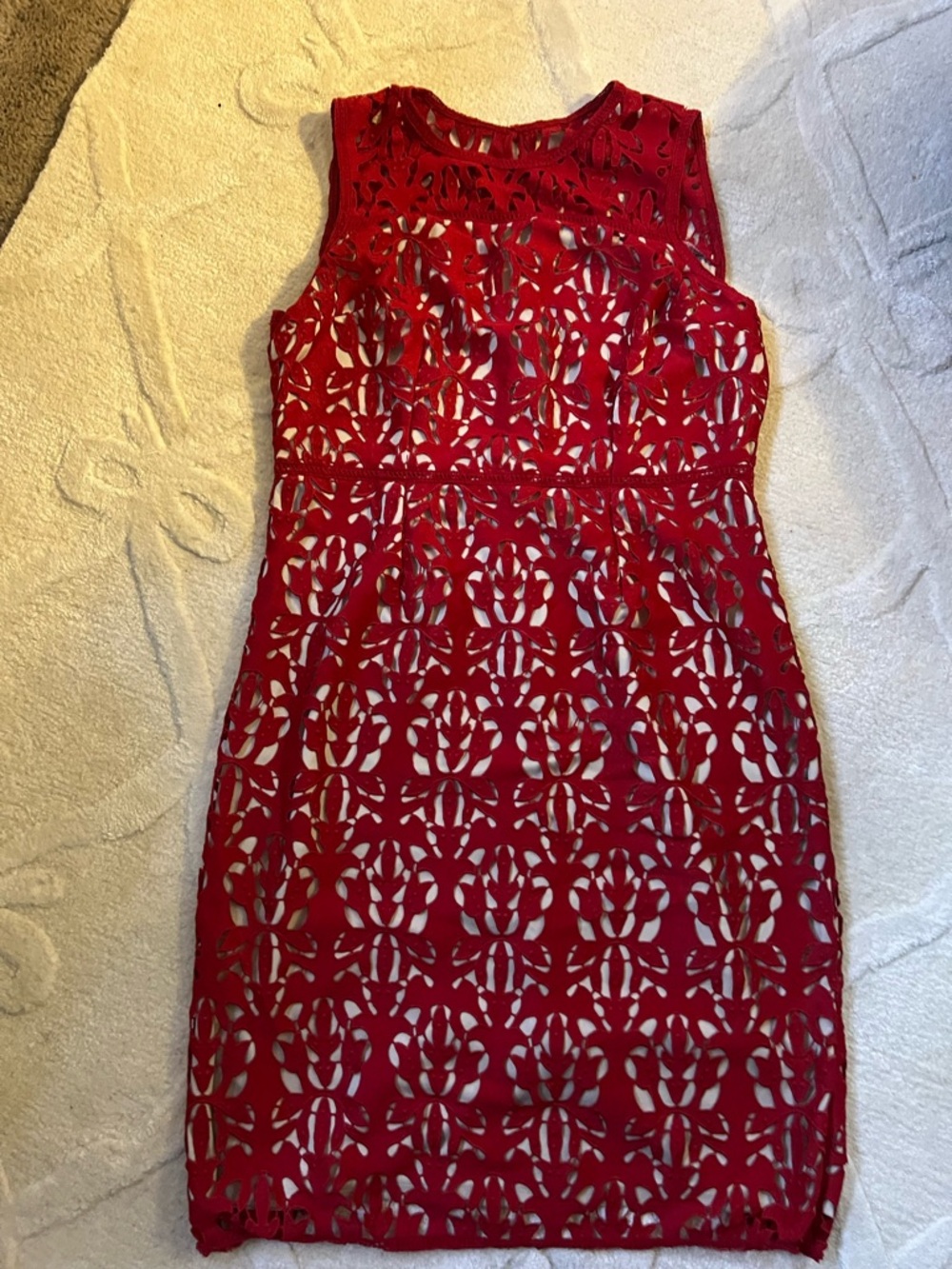 Worthington Red Laser-Cut Sheath Dress